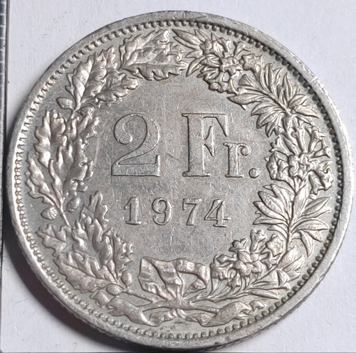 Francs 1974 helvetia - helvetia, suisse