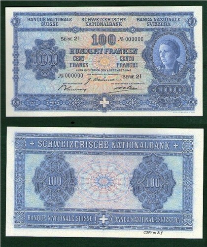 Swiss 100 francs 1942 - swiss,